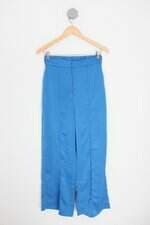 calça de tecido carlota costa feminina azul com cós com elástico e nervura