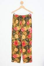 calça de tecido feminina estampada com cós com elástico