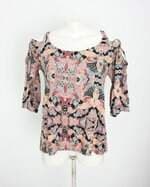 blusa up side down feminina estampada com recortes