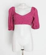 blusa garage feminina rosa floral com recortes