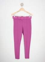 calça de tecido feminina rosa com cinto