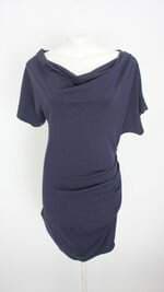 vestido lacoste feminino azul com drapeado