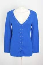 blusa de tricô bonprix feminina azul com ilhós