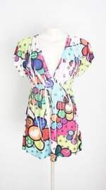 bata rainbow feminina estampada com franzido