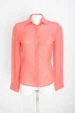 camisa collins feminina laranja com transparência