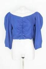 blusa Tig Por Renata Figueiredo feminina azul com franzido