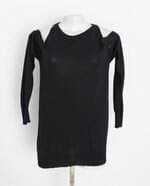 blusa manga longa feminina preta com recortes