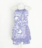 vestido feminino estampado com sobreposição