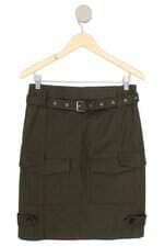 saia Zara feminina verde com cinto