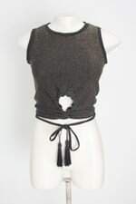 blusa feminina preta com tassel