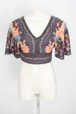 blusa cropped renner feminina estampada com recortes