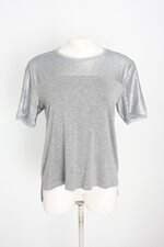 blusa a|k urban feminina cinza com barra mullet e paetê