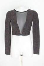 cropped manga longa forever 21 feminino preto com tule