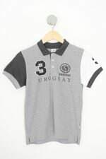camisa polo olé olé kids cinza com bordado e silk