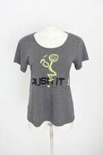 camiseta esportiva C&A feminina cinza com silk