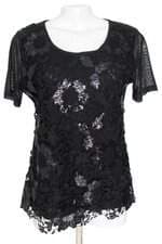 blusa perola oriental feminina preta com paetê e renda