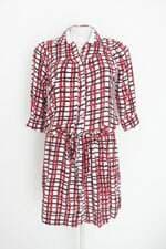 vestido anne classic feminino estampado com faixa na cintura