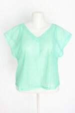 blusa mercatto feminina verde com transparência