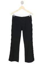 calça de tecido thelure feminina preta com tiras