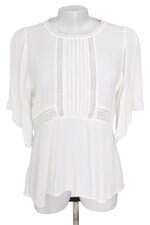 blusa Zara feminina branca com pregas e renda