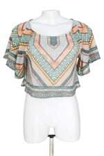 cropped l.u.x.o feminino estampado com recortes e tule