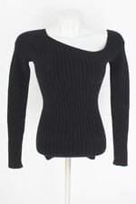 blusa manga longa anselmi feminina preta com assimetria