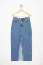 saia jeans inffinity store feminina azul com fenda