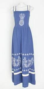 vestido trink feminino azul com bordado