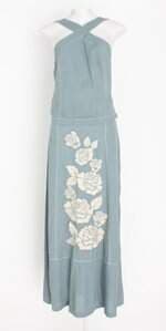 vestido trink feminino verde com bordado e cós com elástico
