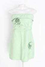 vestido feminino verde com aplique e babado