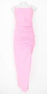 vestido other girls feminino rosa com drapeado e fenda