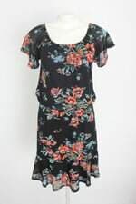 vestido C&A feminino estampado com forro e peplum