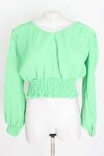 blusa vista me feminina verde com plissado