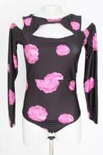 body thais rodrigues feminino preto floral