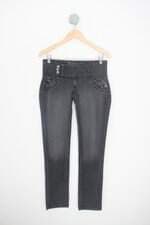 calça jeans feminina cinza com paetê
