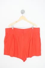 shorts delphina feminino laranja com forro e pregas