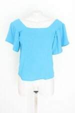 blusa barra da saia feminina azul com franzido