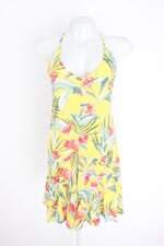 vestido siberian feminino amarelo floral com forro
