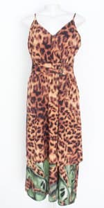 vestido água de coco C&A feminino estampado com cinto e recortes