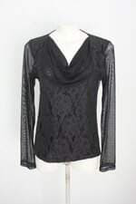 blusa manga longa feminina preta com forro e renda