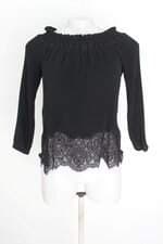 blusa gregory feminina preta com renda e plissado