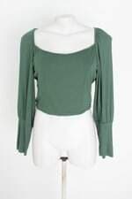 cropped manga longa feminino verde