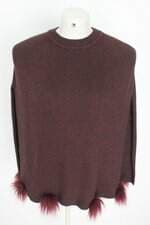 poncho feminino vinho com aplique