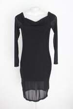 vestido fine collection feminino preto com fenda e forro