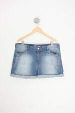 shorts jeans loony feminino azul com barra italiana e hotfix