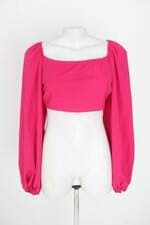 cropped manga longa feminino rosa