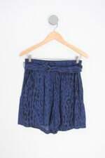 shorts shoulder feminino estampado com cós com elástico e faixa na cintura