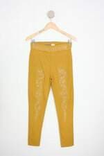 calça slim A&DD feminina amarela com aplique