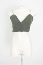 top cropped laguna feminino verde com aplique