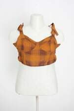 cropped C&A feminino laranja xadrez
